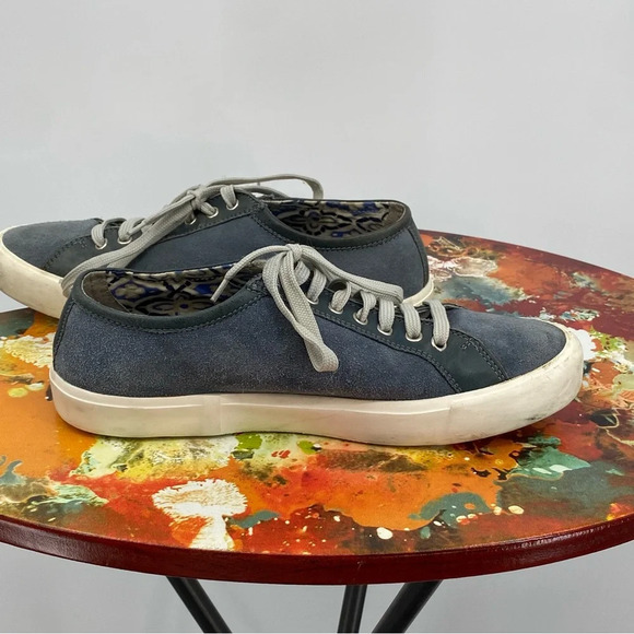 Frau Footwear Lace up Low Top Sneakers Womens Size 41 US 9 Blue Leather Suede - Picture 4 of 12